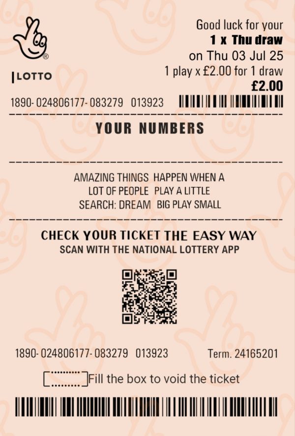 UK Lotto Tickets Roll (Pre-Printed)